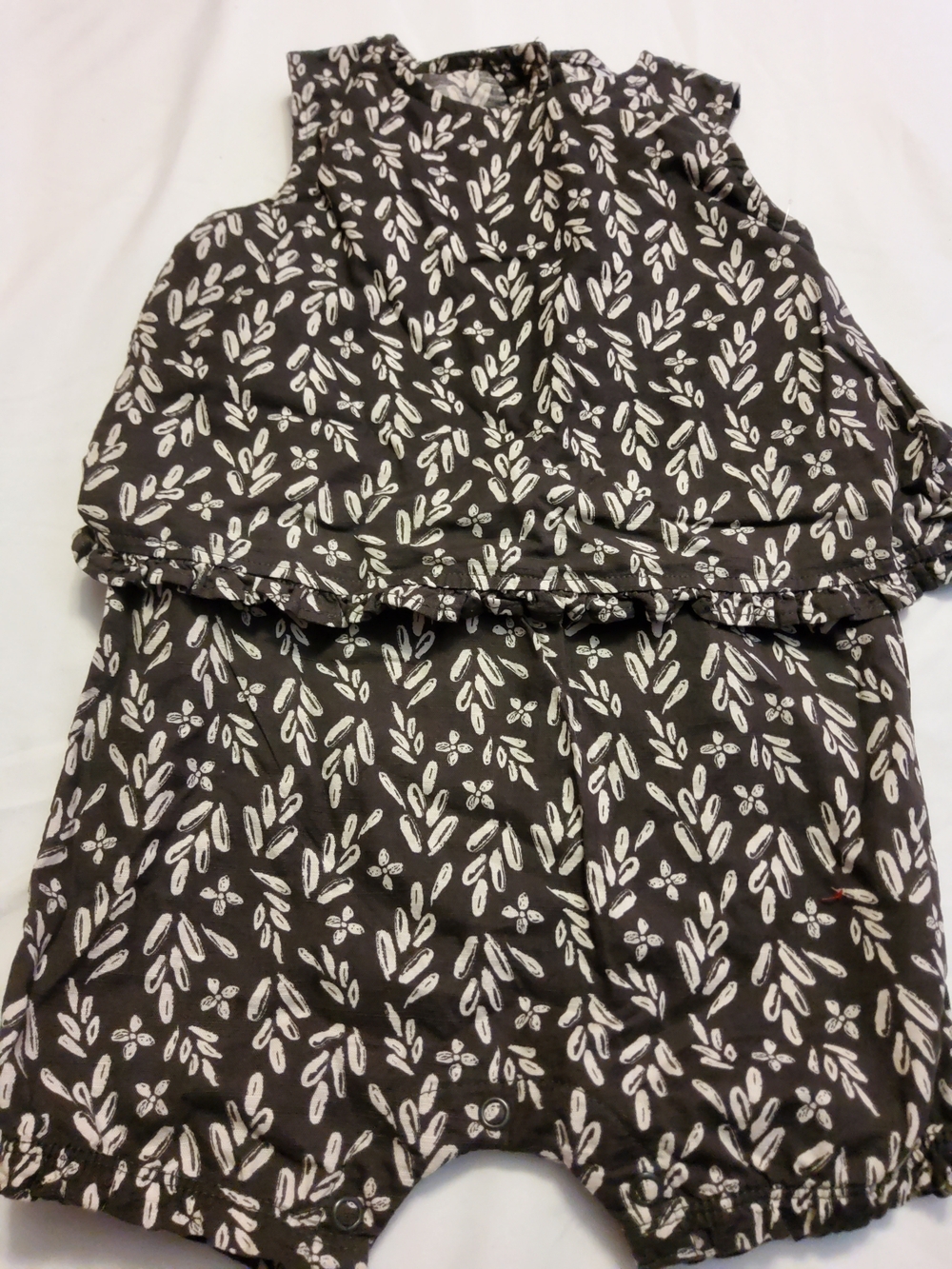 Carter's Black Romper with White Leaf Print SZ 24m
